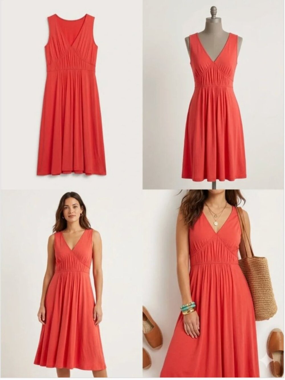 NWT Boden Elina jersey dress coral red pink 8